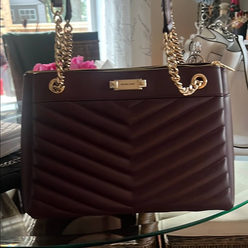 Michael Kors Burgundy Quilted Shoulder Bag